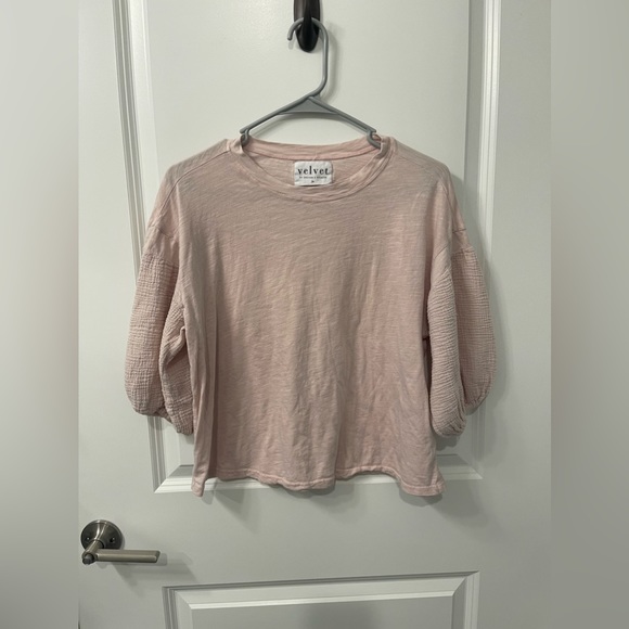 Anthropologie graham spencer smocked sleeve top xs - Picture 1 of 6